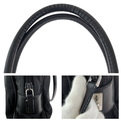 Prada Tessuto Saffiano Black Silver Nylon Leather Business Tote