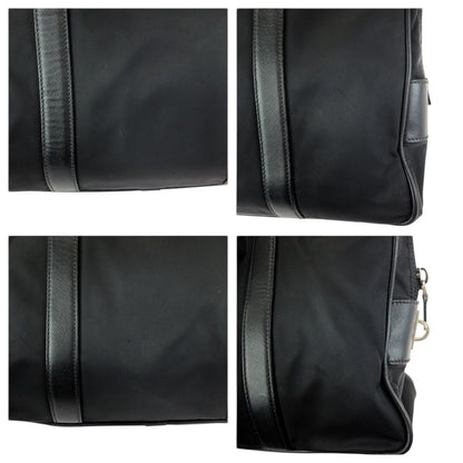 Prada Tessuto Saffiano Black Silver Nylon Leather Business Tote