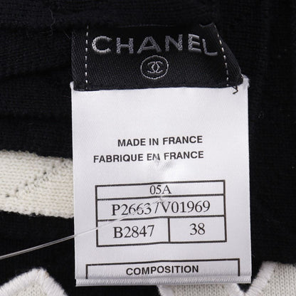 Chanel Cambon Line Wool Black Scarf