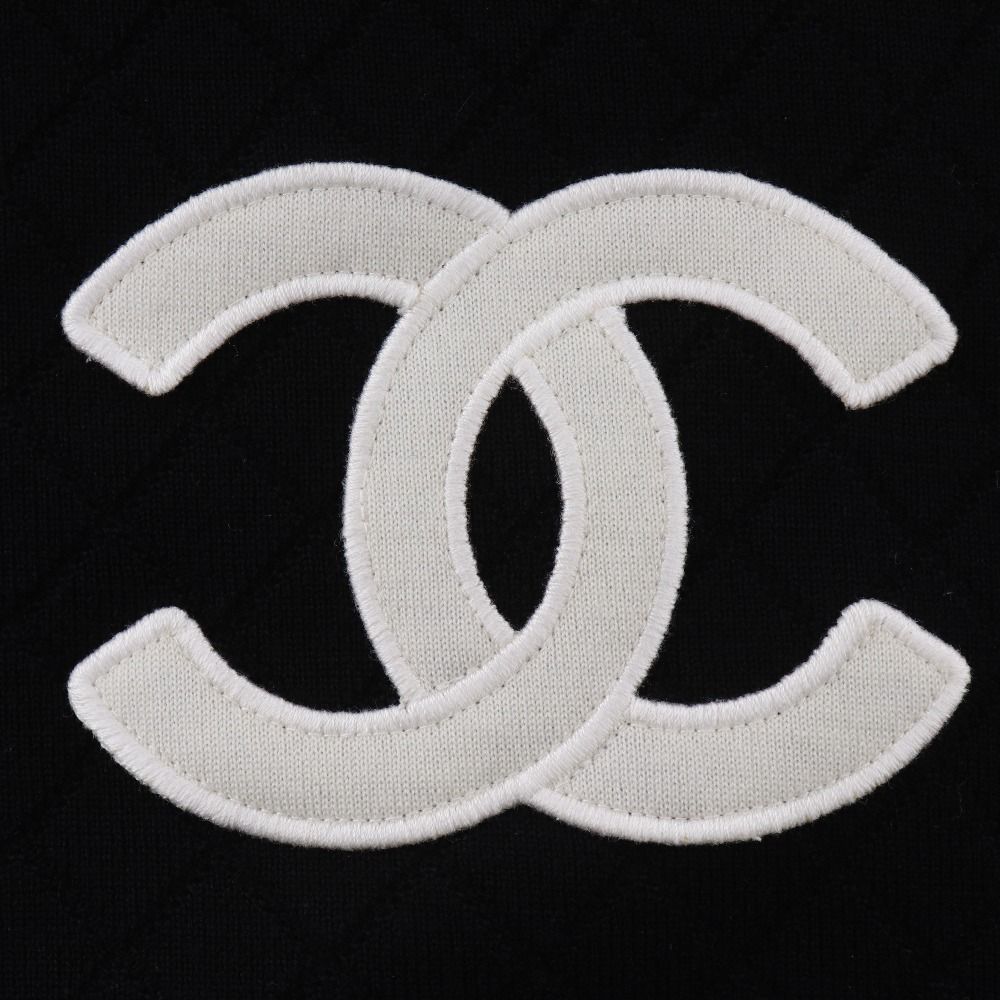 Chanel Cambon Line Wool Black Scarf