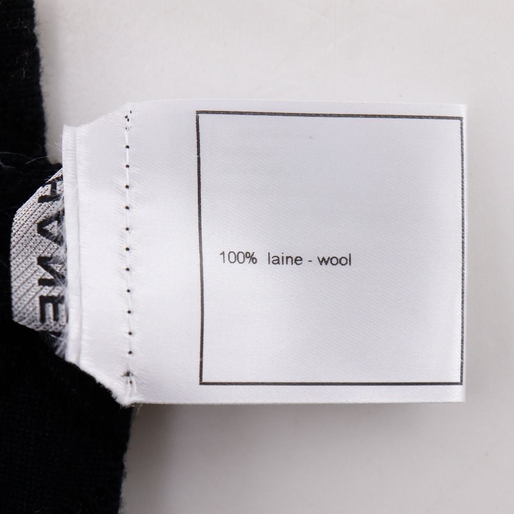 Chanel Cambon Line Wool Black Scarf