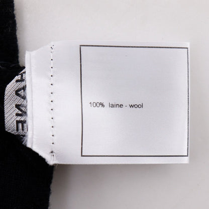 Chanel Cambon Line Wool Black Scarf