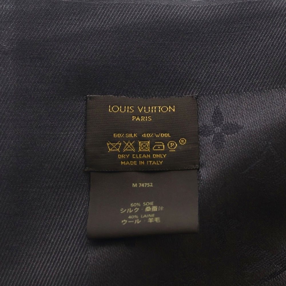 Louis Vuitton LV Atlantis Shawl Monogram Silk Gray Scarf