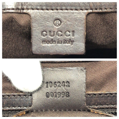 Gucci Beige Dark Brown GG Canvas Leather Shoulder Bag