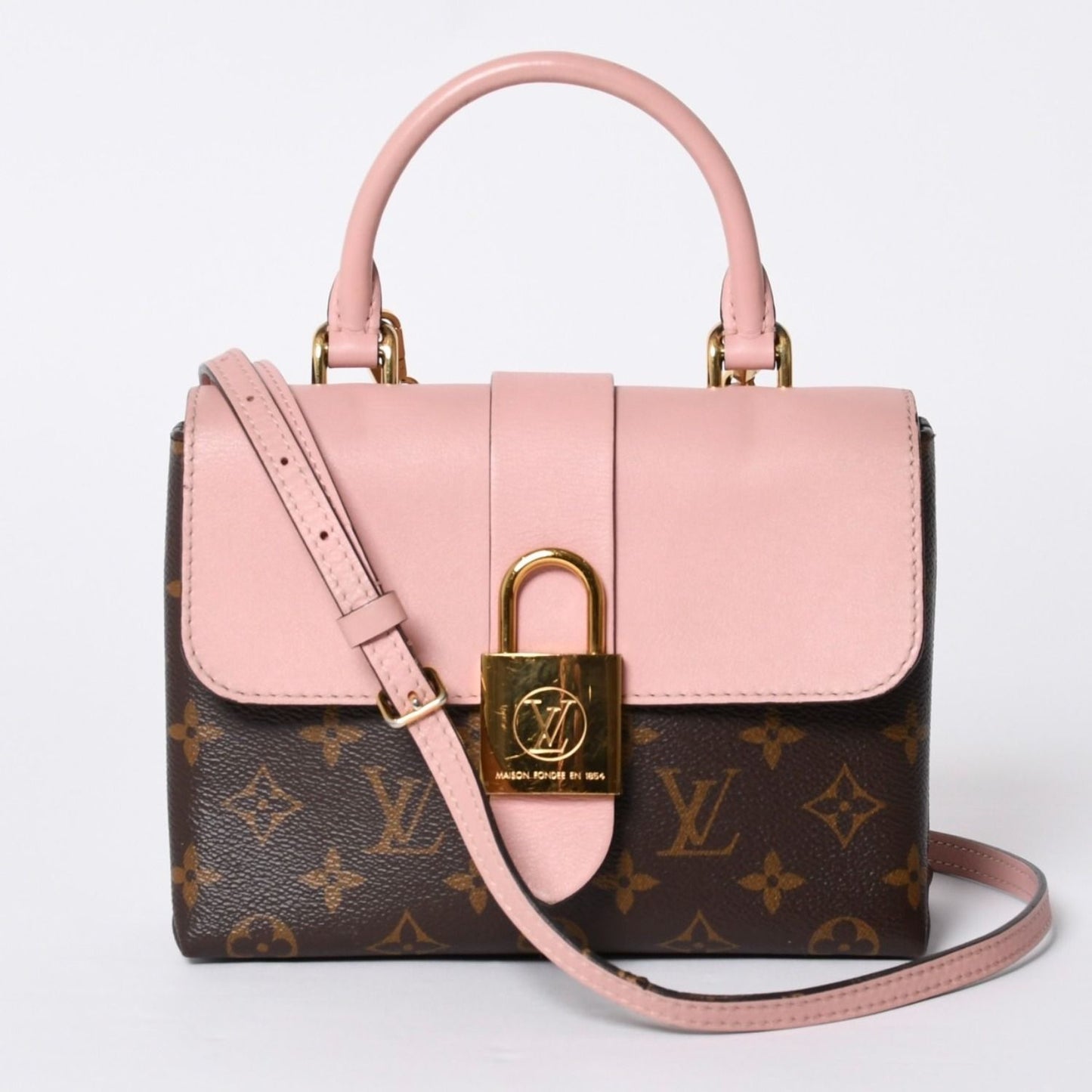 Louis Vuitton Locky BB Handbag Monogram Rose Poodle Pink Brown