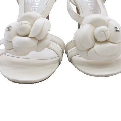 Chanel CC Logo Camellia Sandals White