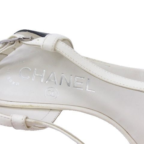 Chanel CC Logo Camellia Sandals White