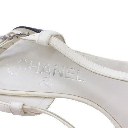 Chanel CC Logo Camellia Sandals White