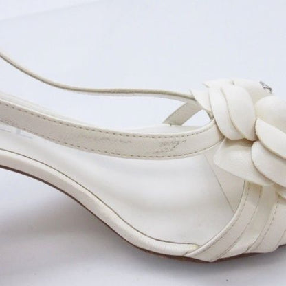 Chanel CC Logo Camellia Sandals White