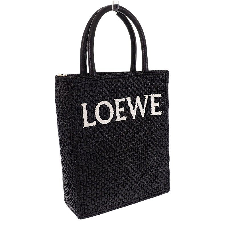 Loewe Standard Tote 2-Way Raffia Leather Black Gold Travel