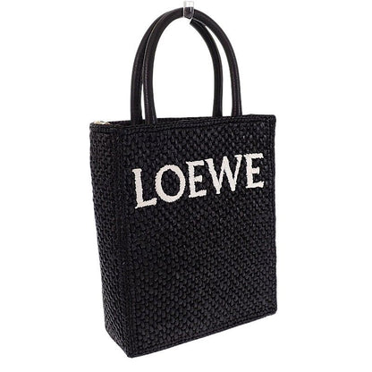 Loewe Standard Tote 2-Way Raffia Leather Black Gold Travel