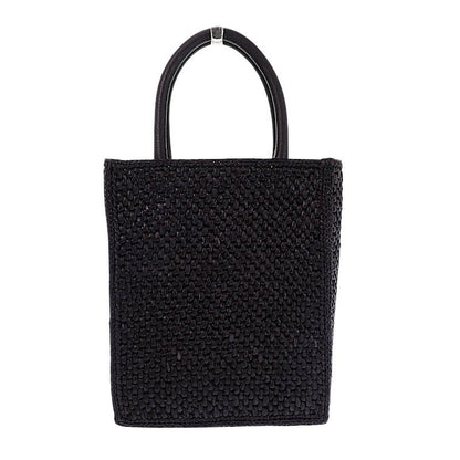 Loewe Standard Tote 2-Way Raffia Leather Black Gold Travel