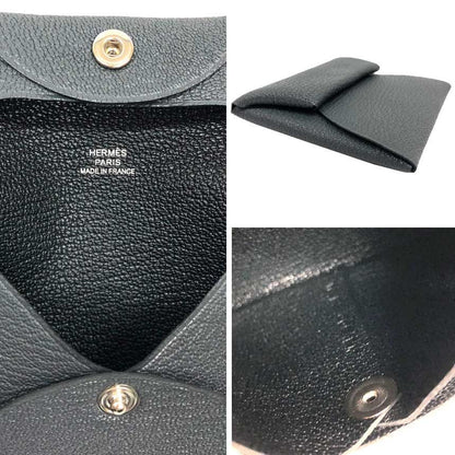Hermes Bastia Verso Coin Purse Gray Misty Noir Bicolor
