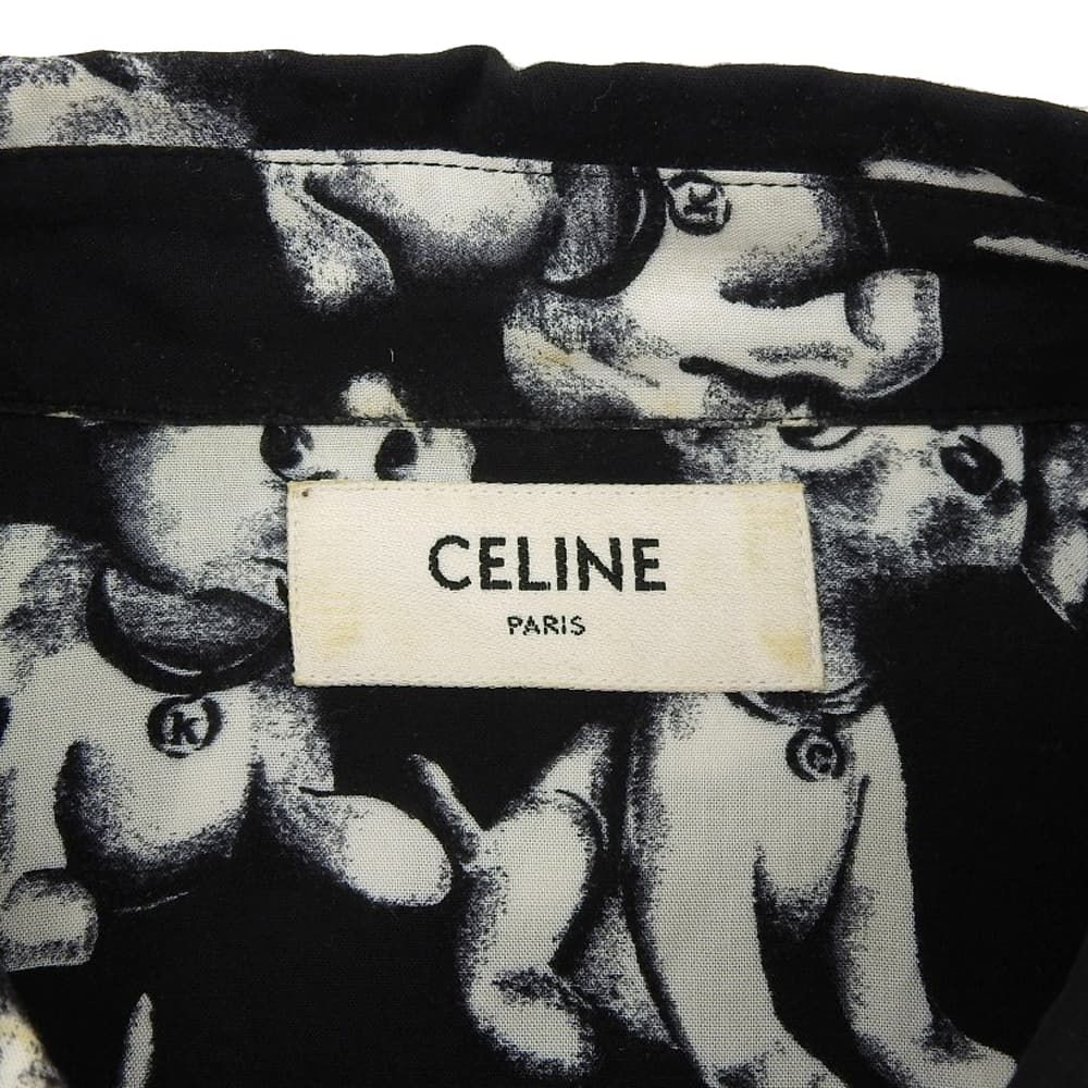 Celine All Over Pattern Dog Shirt Top Black White