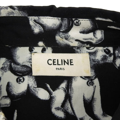 Celine All Over Pattern Dog Shirt Top Black White