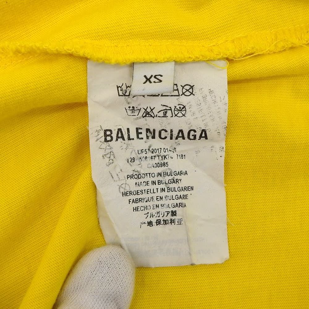 Balenciaga Logo T-Shirt Top Yellow XS
