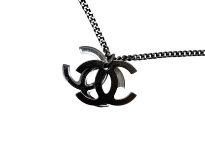 Chanel Double CC Logo Necklace 09 Clear Silver — view 2