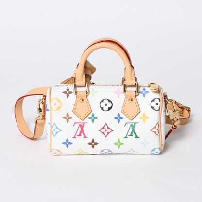 Louis Vuitton Nano Speedy Handbag Monogram Multicolor White Takashi Murakami — view 2