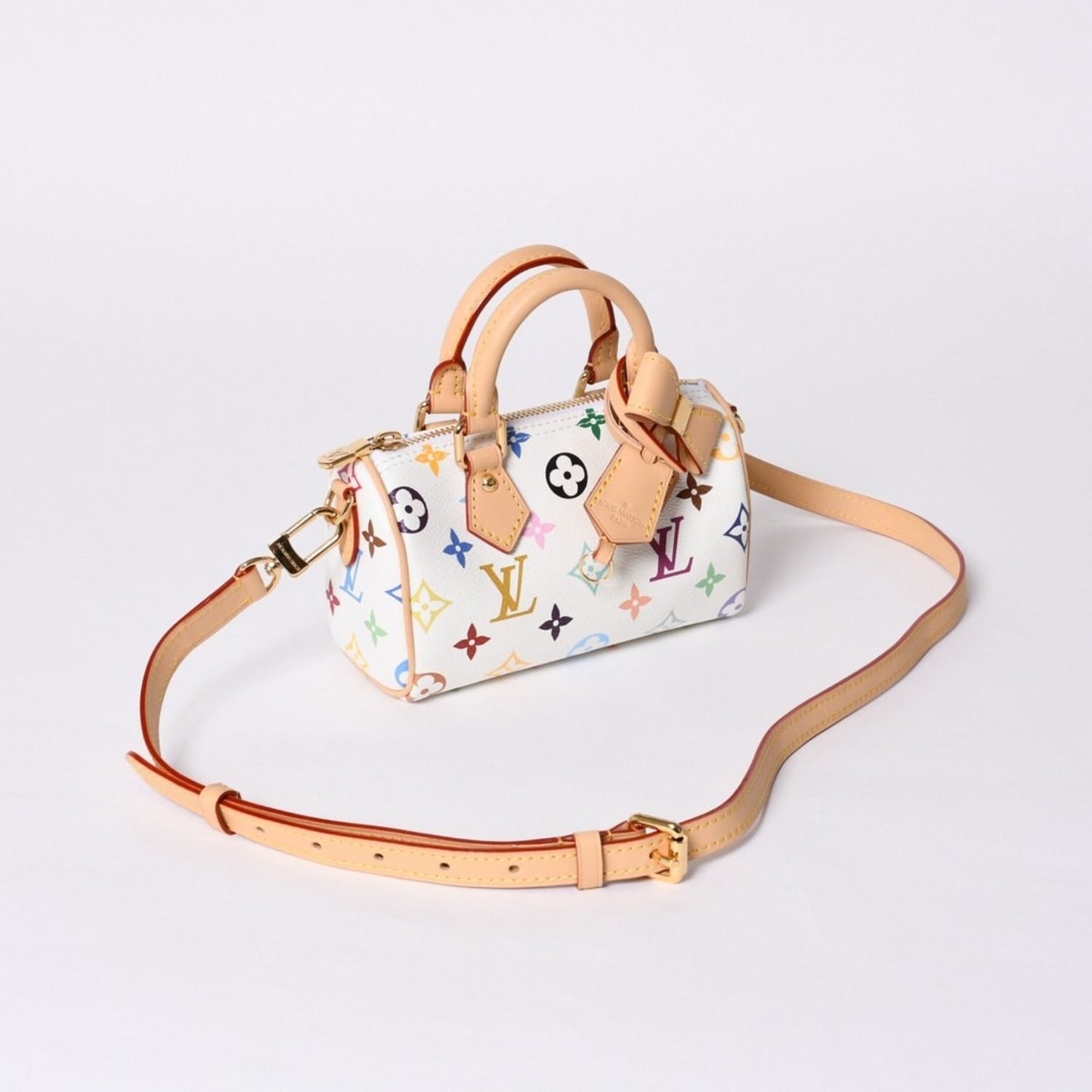 Louis Vuitton Nano Speedy Handbag Monogram Multicolor White Takashi Murakami — view 3