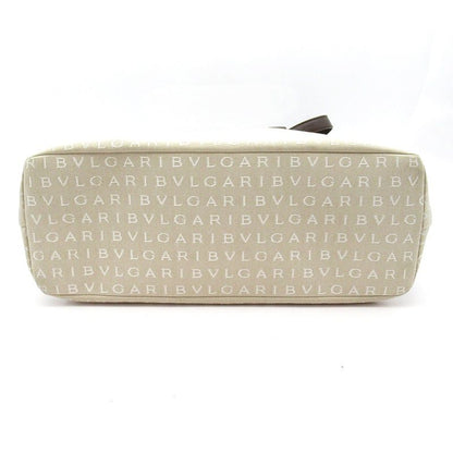 Bvlgari Logo Mania Tote Canvas Leather Beige