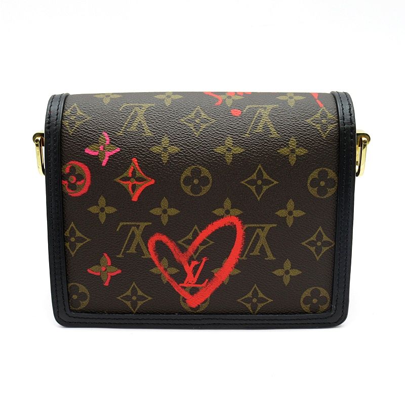 Louis Vuitton Dauphine Mini Fall in Love Monogram Handbag Brown Red