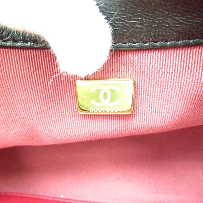 Chanel Quilted Top Handle Flap Bag Lambskin Handbag Black