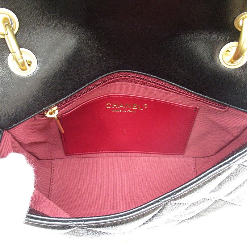 Chanel Quilted Top Handle Flap Bag Lambskin Handbag Black