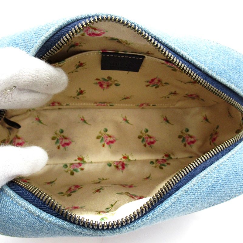 Gucci GG Marmont Quilted Small Camera Bag Denim Leather Blue