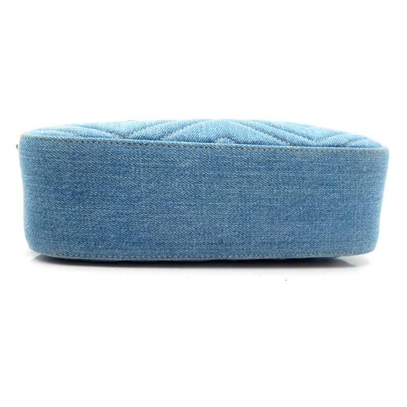 Gucci GG Marmont Quilted Small Camera Bag Denim Leather Blue