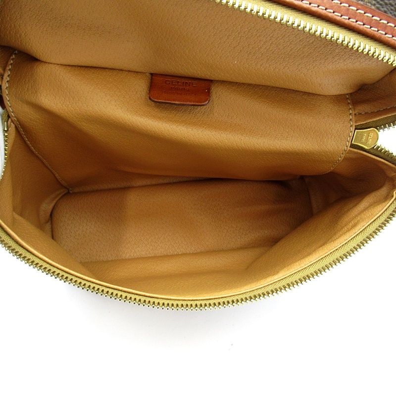 Celine Macadam Vanity Bag Leather Handbag Brown