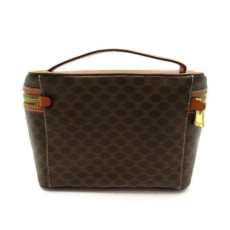 Celine Macadam Vanity Bag Leather Handbag Brown