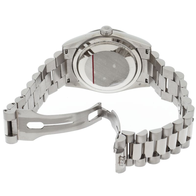 Rolex Day Date 36 Watch Diamond 18k White Gold Silver Polished 20