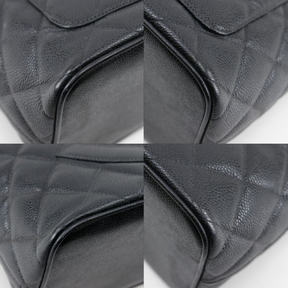 Chanel Medallion Tote CC Logo Quilted Caviar Leather Black