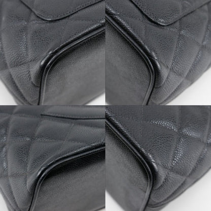 Chanel Medallion Tote CC Logo Quilted Caviar Leather Black
