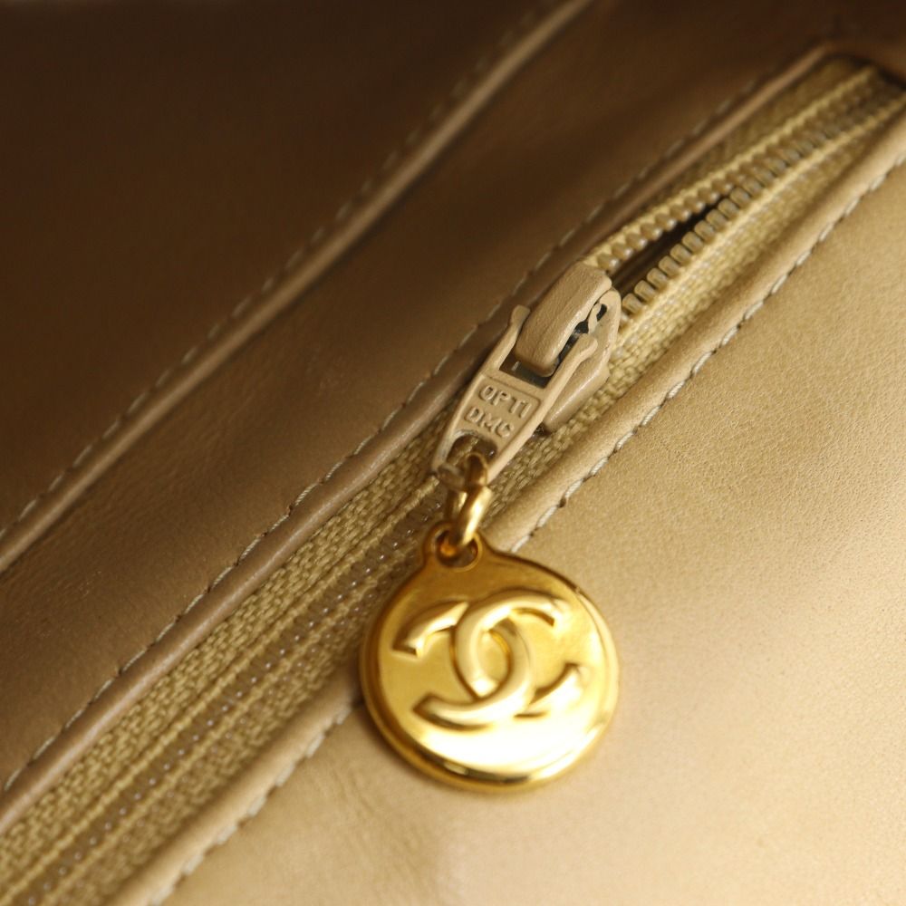 Chanel Chain Shoulder Quilted Lambskin Beige Bag