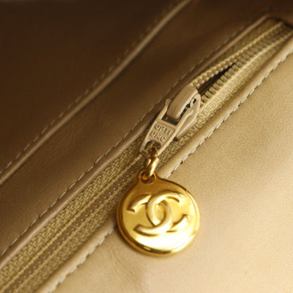 Chanel Chain Shoulder Quilted Lambskin Beige Bag