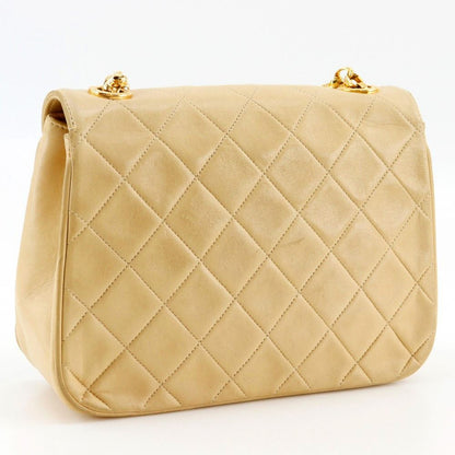 Chanel Chain Shoulder Quilted Lambskin Beige Bag