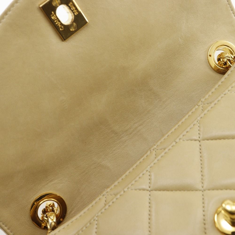 Chanel Chain Shoulder Quilted Lambskin Beige Bag