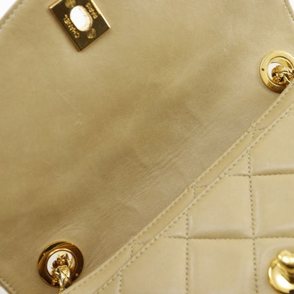 Chanel Chain Shoulder Quilted Lambskin Beige Bag
