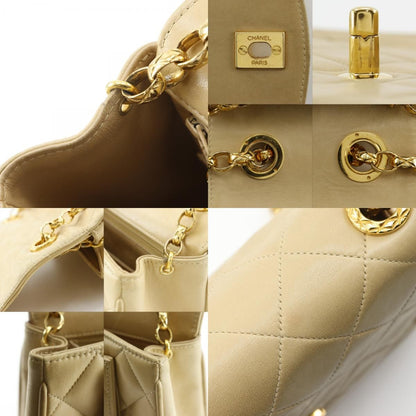 Chanel Chain Shoulder Quilted Lambskin Beige Bag