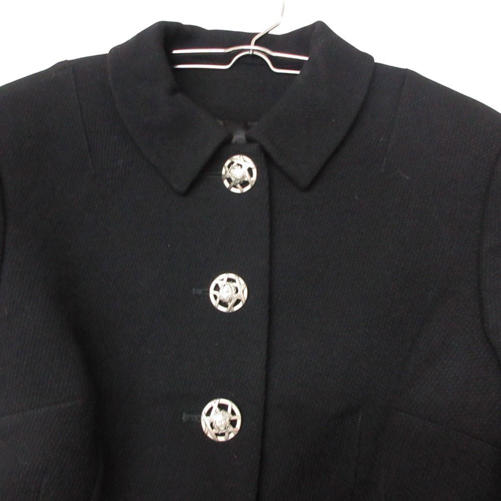 Versace Jeans Couture Set Medusa Button Jacket Stainless Steel Color Skirt Black