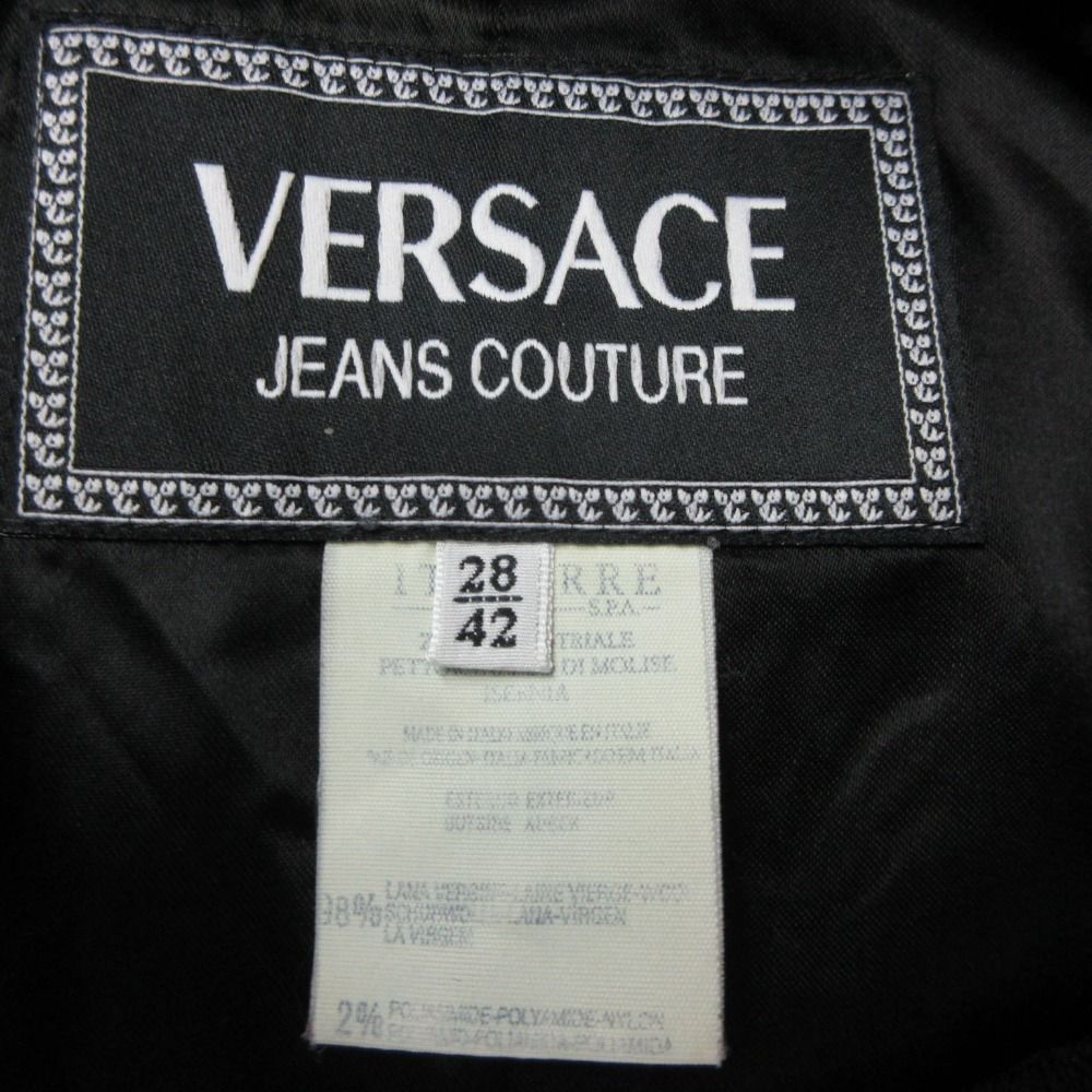 Versace Jeans Couture Set Medusa Button Jacket Stainless Steel Color Skirt Black