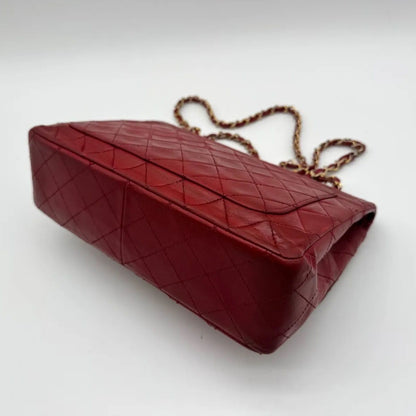 Chanel Shoulder Bag Quilted Turnlock CC Logo Gold Chain Red Leather Double Flap — view 9