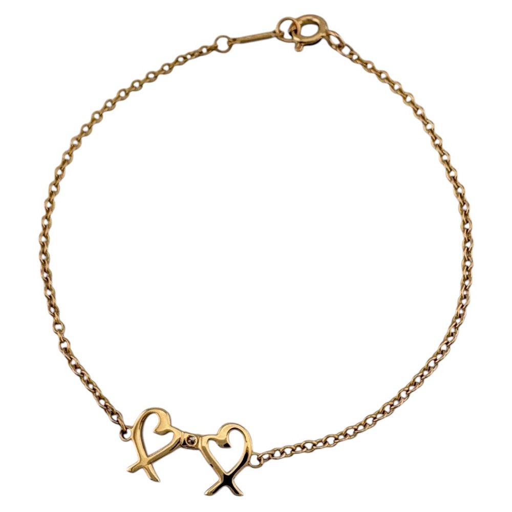 Tiffany & Co Double Loving Heart Bracelet 18k Gold Diamond