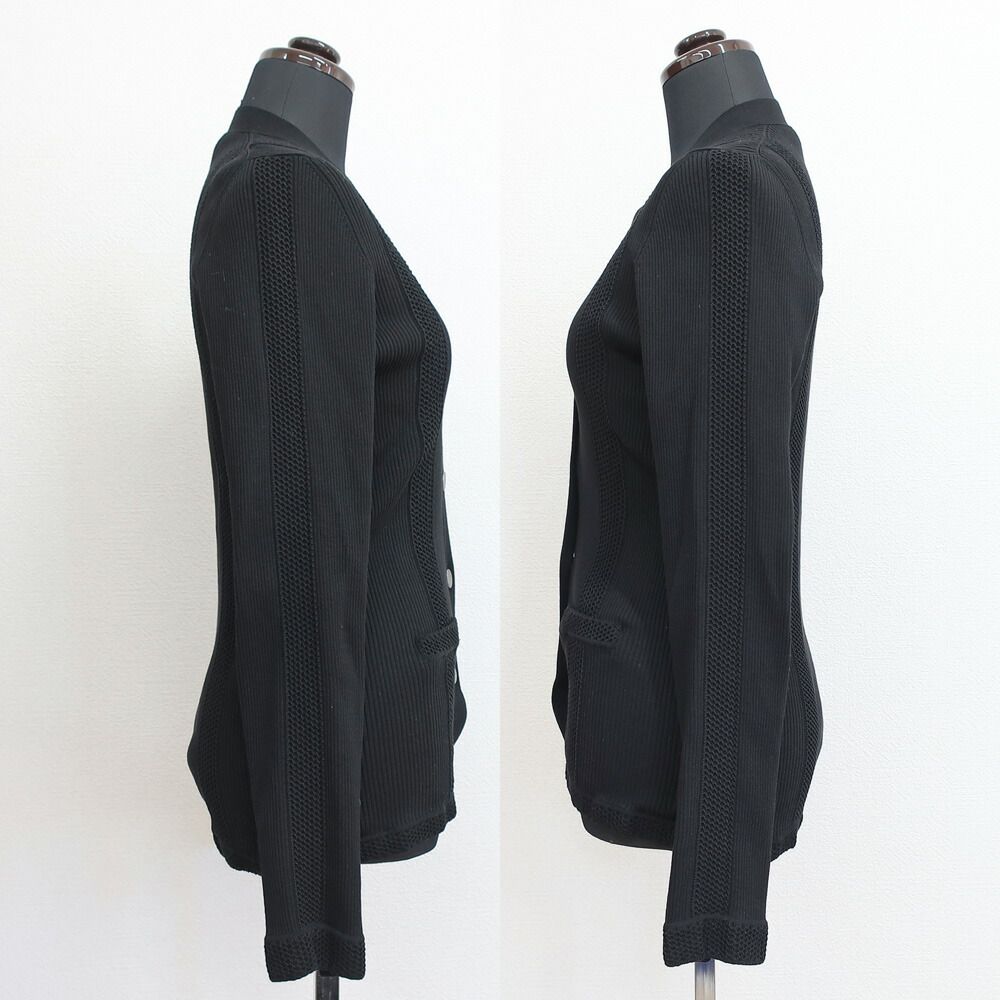 Chanel Ten 38 Black CC Logo Button Cotton Long Sleeve Cardigan