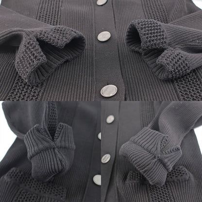 Chanel Ten 38 Black CC Logo Button Cotton Long Sleeve Cardigan