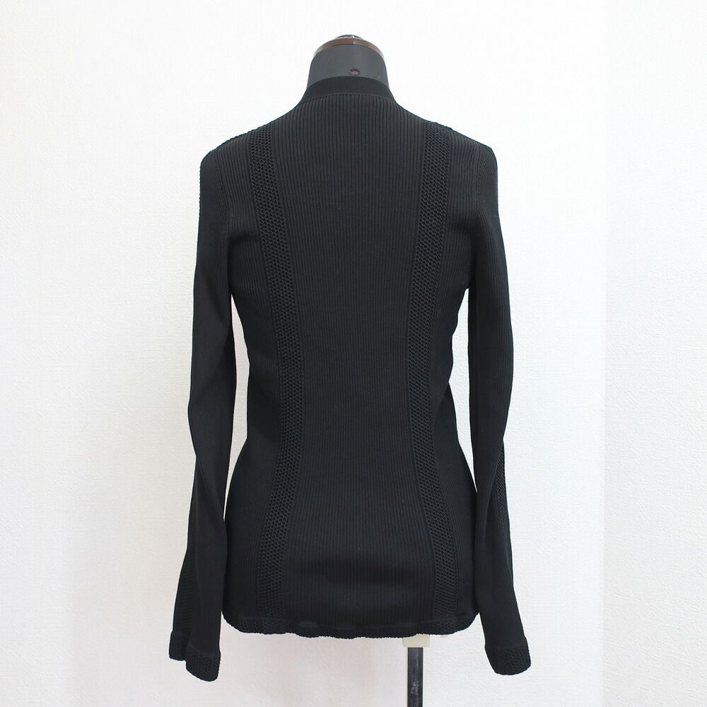 Chanel Ten 38 Black CC Logo Button Cotton Long Sleeve Cardigan