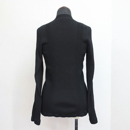 Chanel Ten 38 Black CC Logo Button Cotton Long Sleeve Cardigan