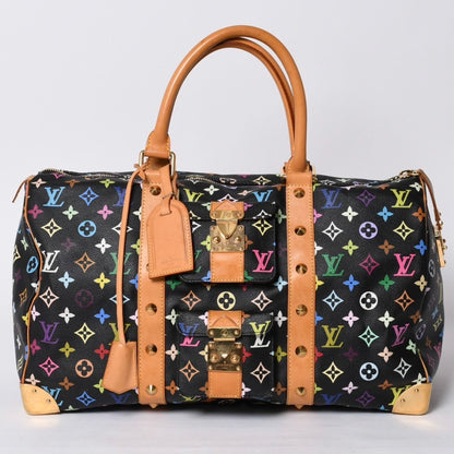 Louis Vuitton Takashi Murakami Monogram Multicolor Keepall 45 Boston Bag Noir