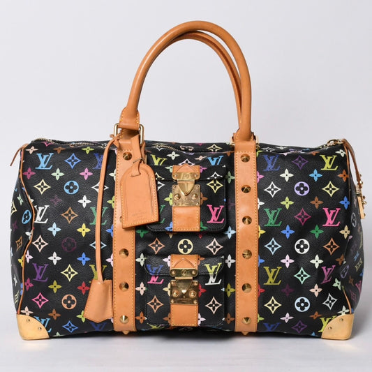 Louis Vuitton Takashi Murakami Monogram Multicolor Keepall 45 Boston Bag Noir